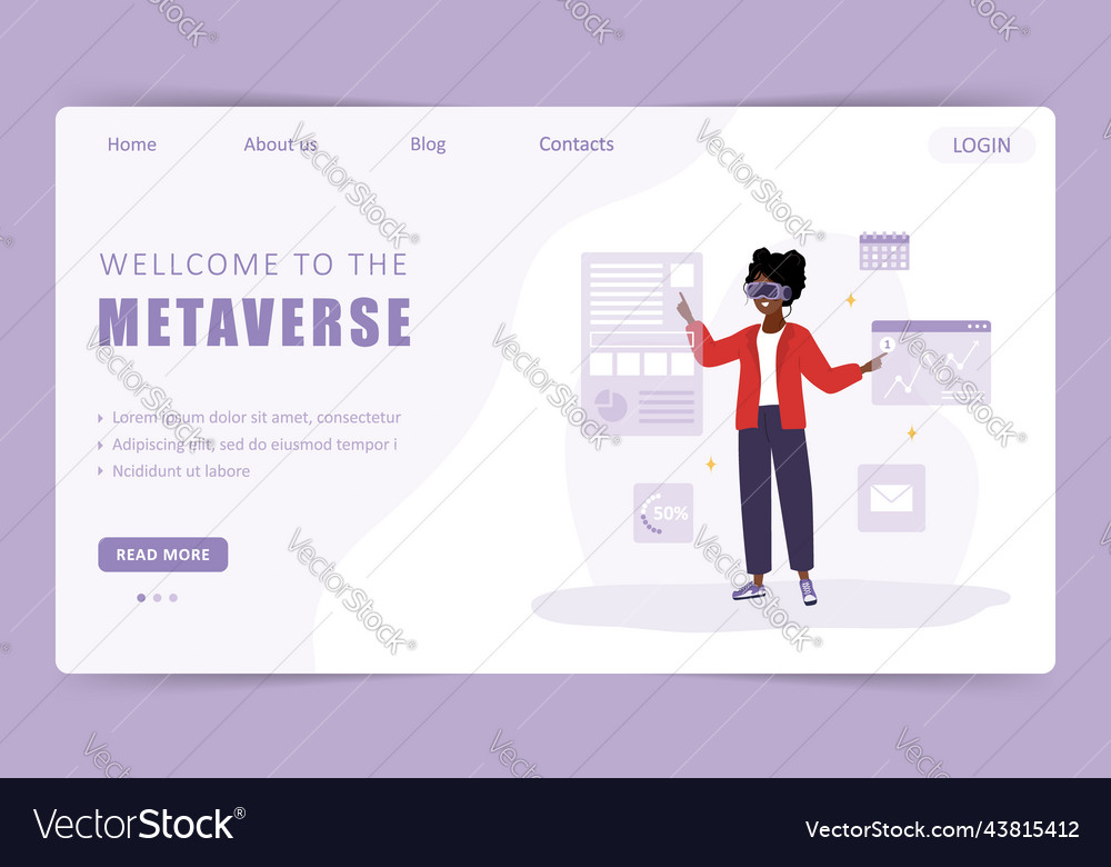 Metaverse landing page template african woman