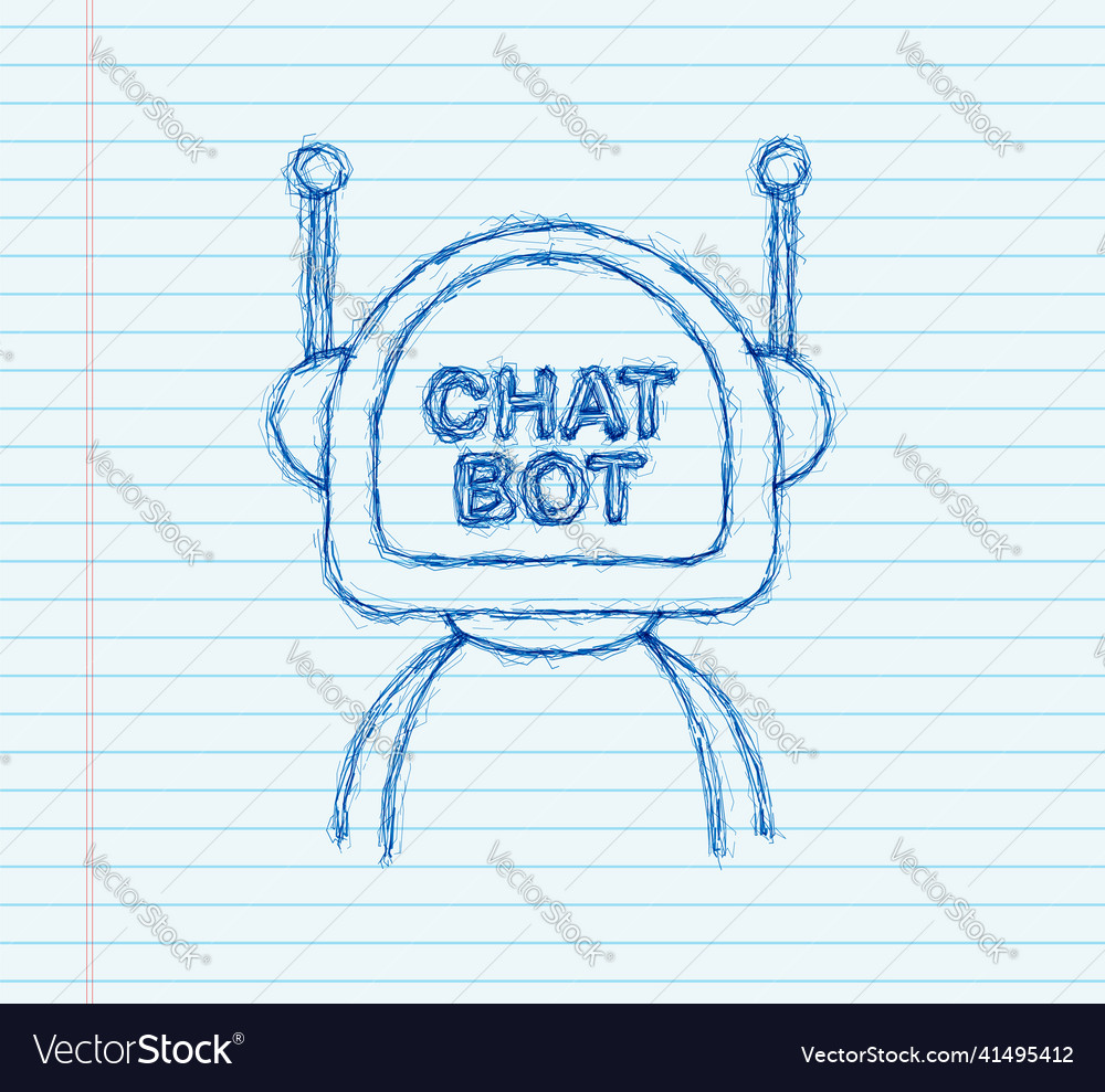 Robot sketch icon bot sign design chatbot symbol vector image Robot sketch icon bot sign design chatbot symbol