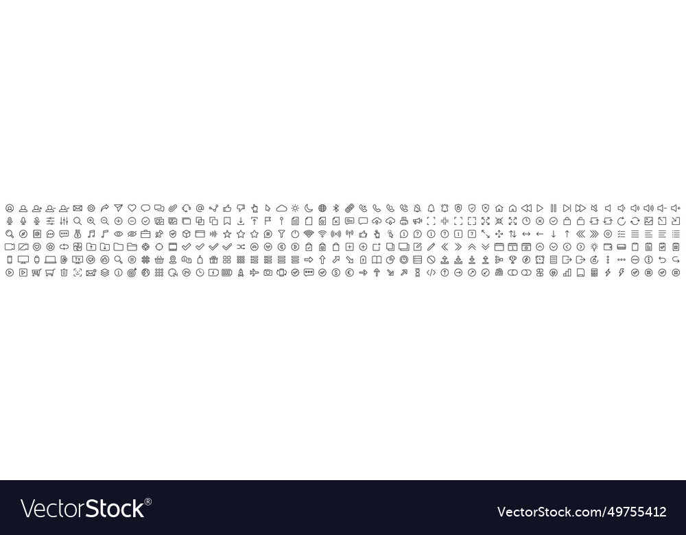 Set von 300 Interface ui ux web icons in line vector image Set von 300 Interface ui ux web icons in line
