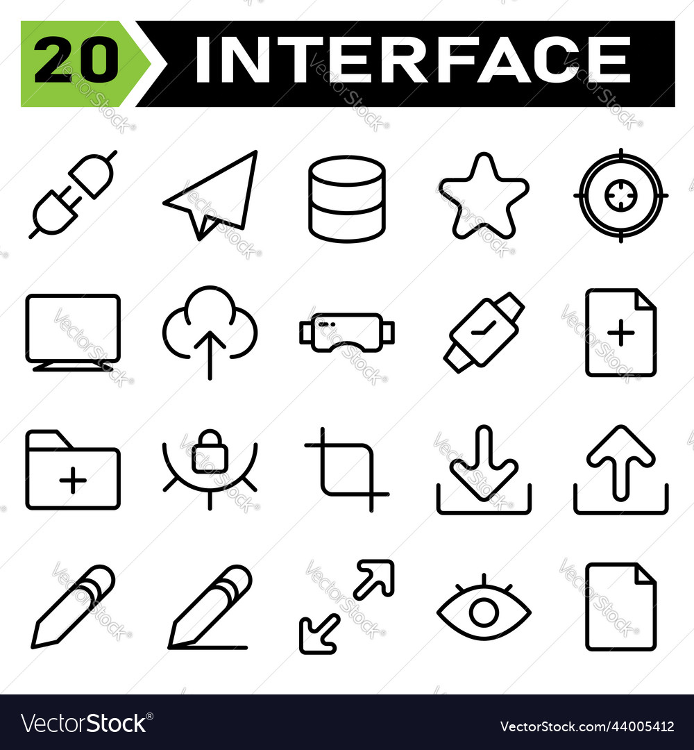User interface icon set include plug cable