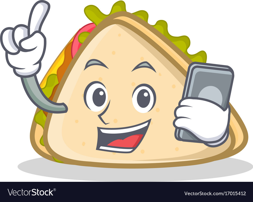 With phone sandwich character cartoon style