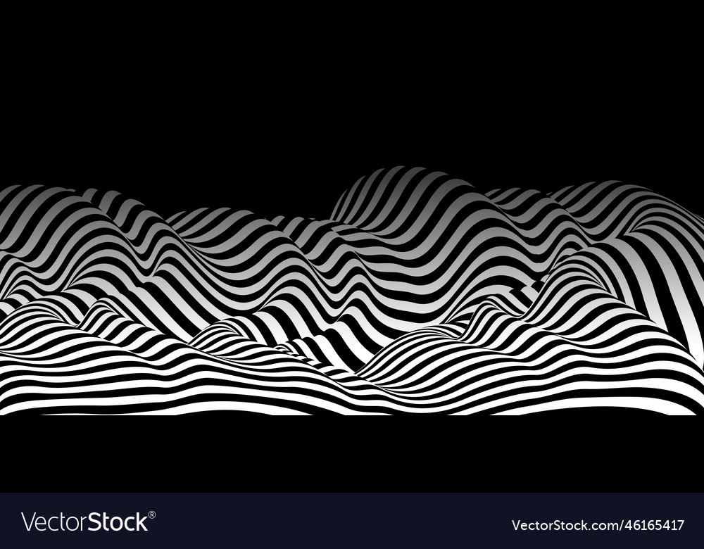 3d black and white lines in perspective abstract Vector Image