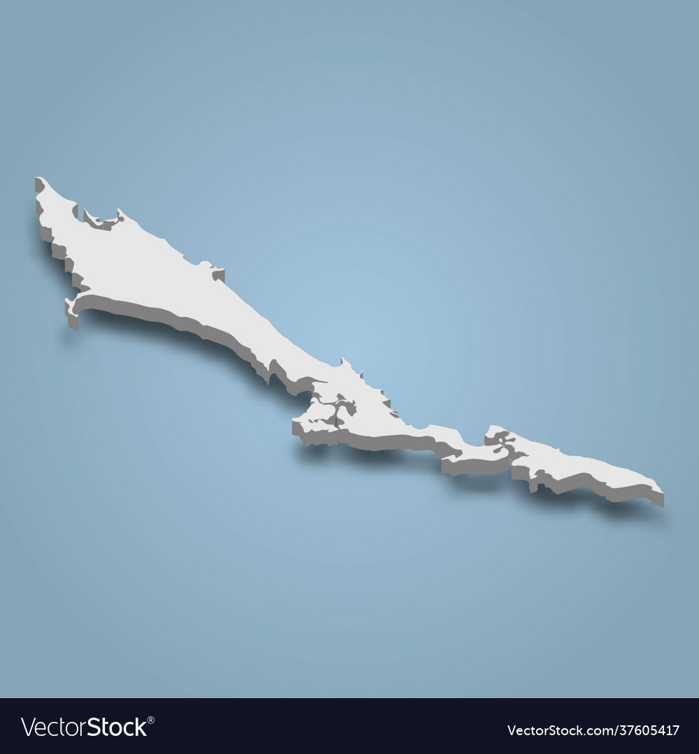 3d isometric map exuma is an island in bahamas Vector Image