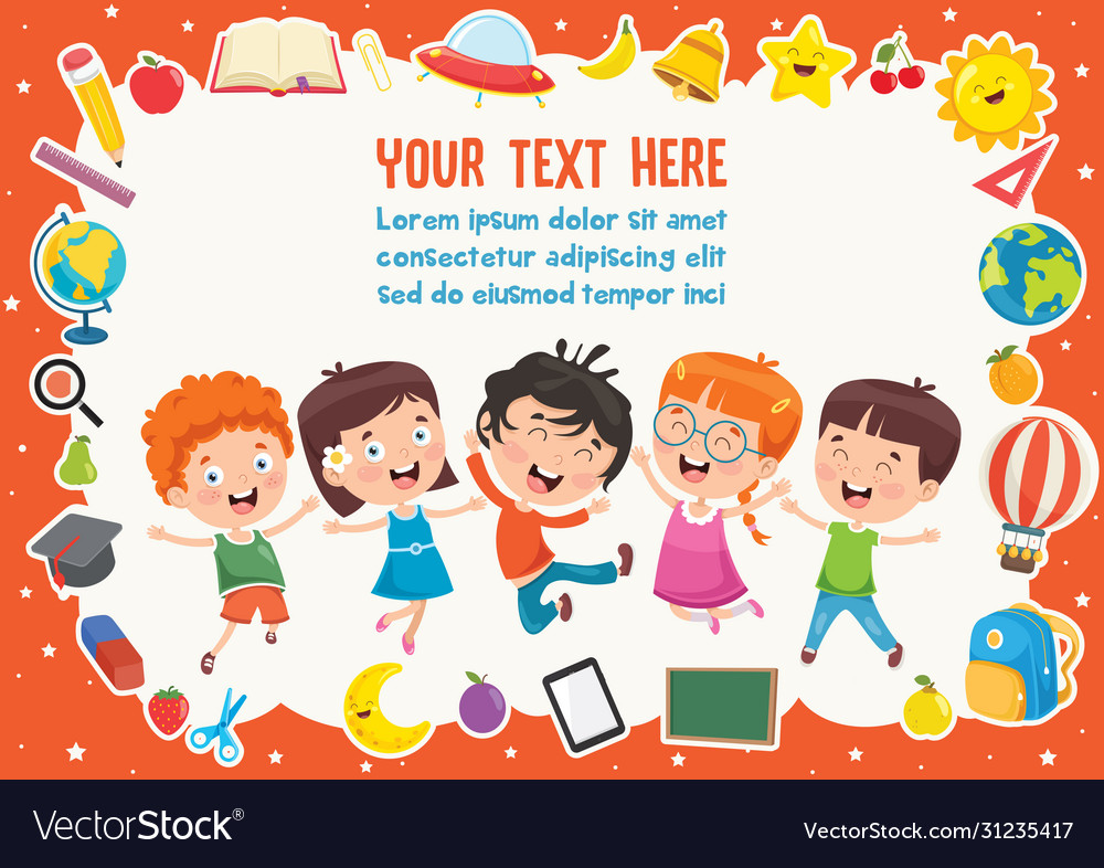 Colorful template with children Royalty Free Vector Image