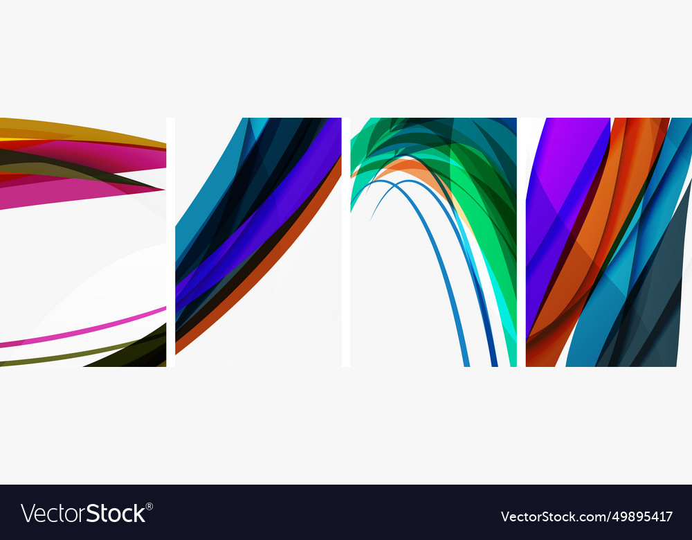 Colorful wave lines poster set for wallpaper Vector Image