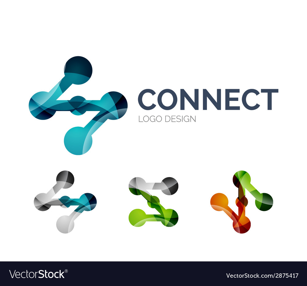 Connection icon logo design made of color pieces Vector Image