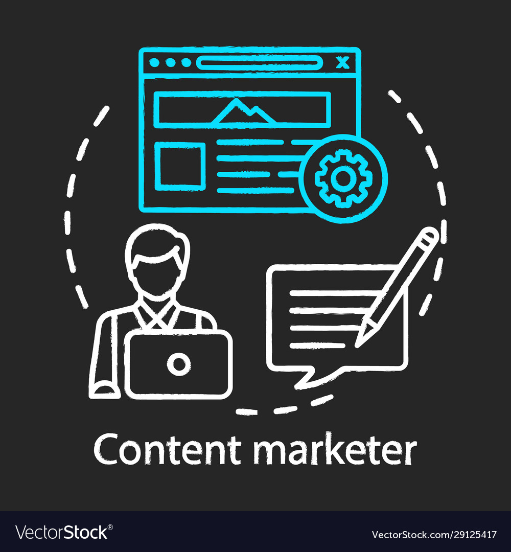 Content marketer chalk concept icon creating