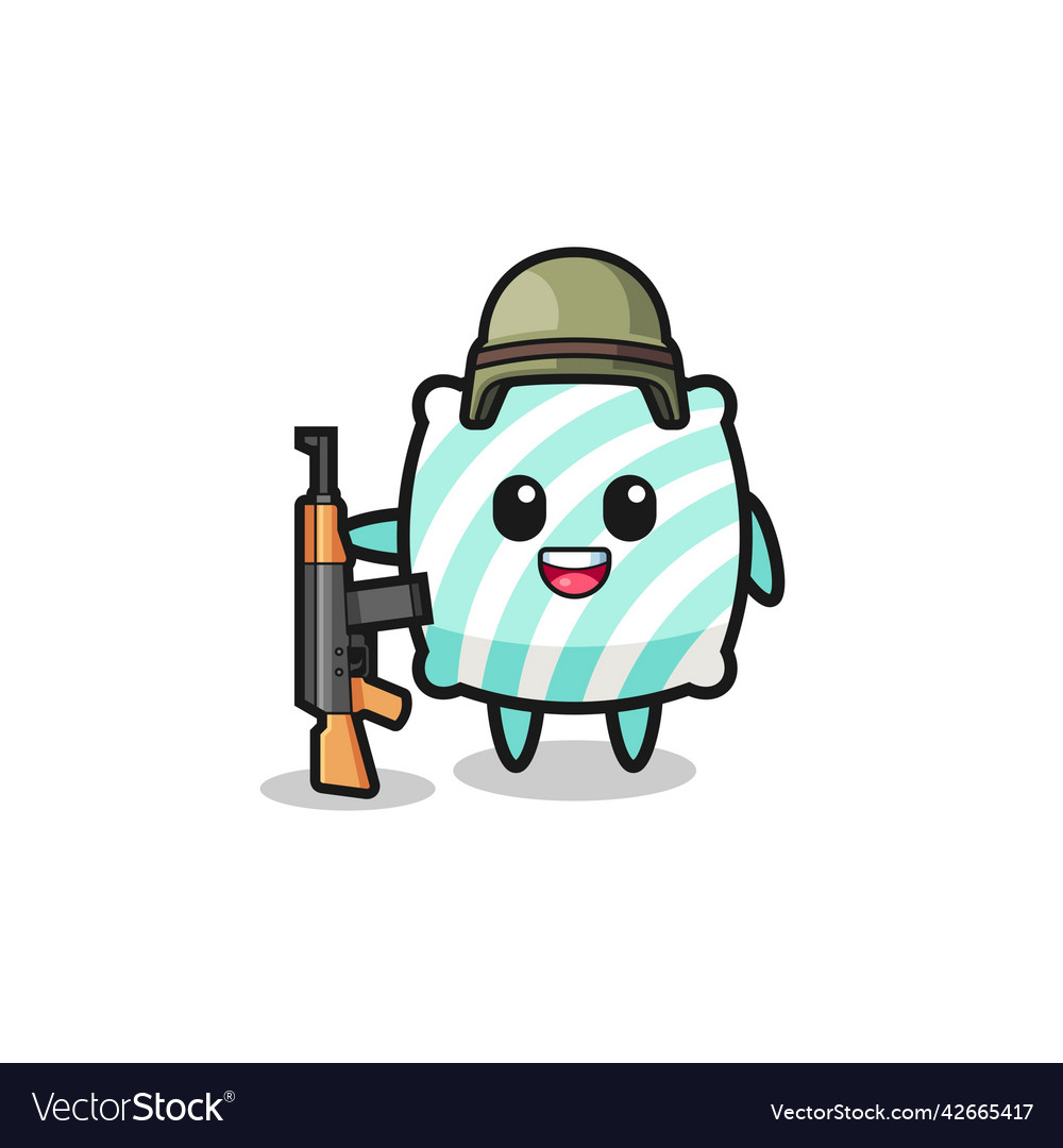 Cute pillow mascot as a soldier