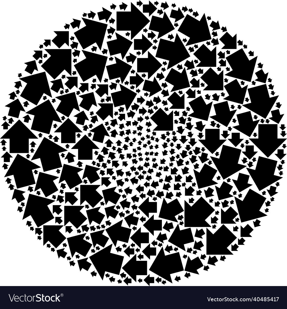 Direction arrow icon exploding spheric cluster vector image Direction arrow icon exploding spheric cluster