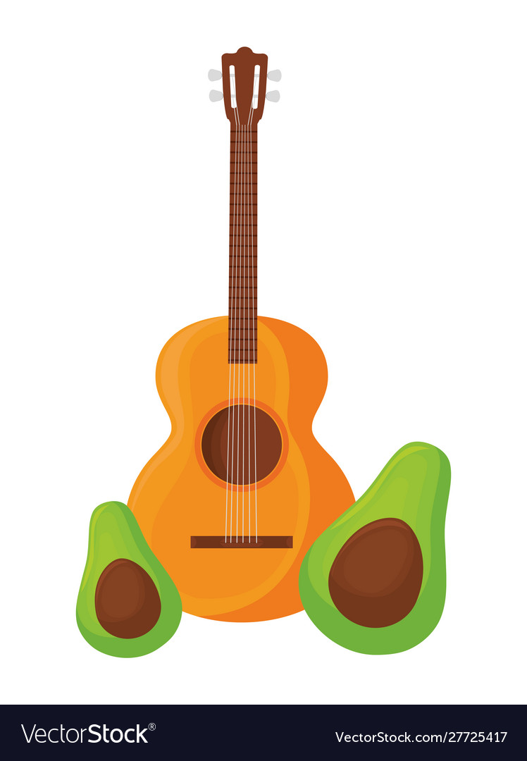 Guitar mexican mit Avocados isolierte Ikone