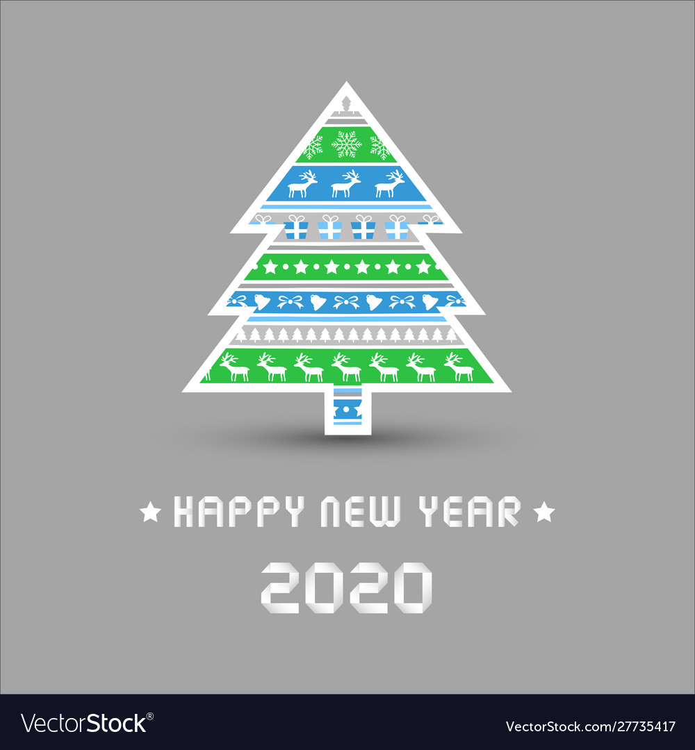 Happy new year 2020 with christmas tree