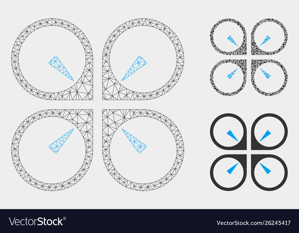 Hover drone mesh 2d model and triangle vector image Hover drone mesh 2d model and triangle