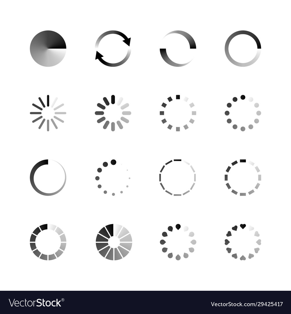 Isolated loading icon set on white background vector image Isolated loading icon set on white background