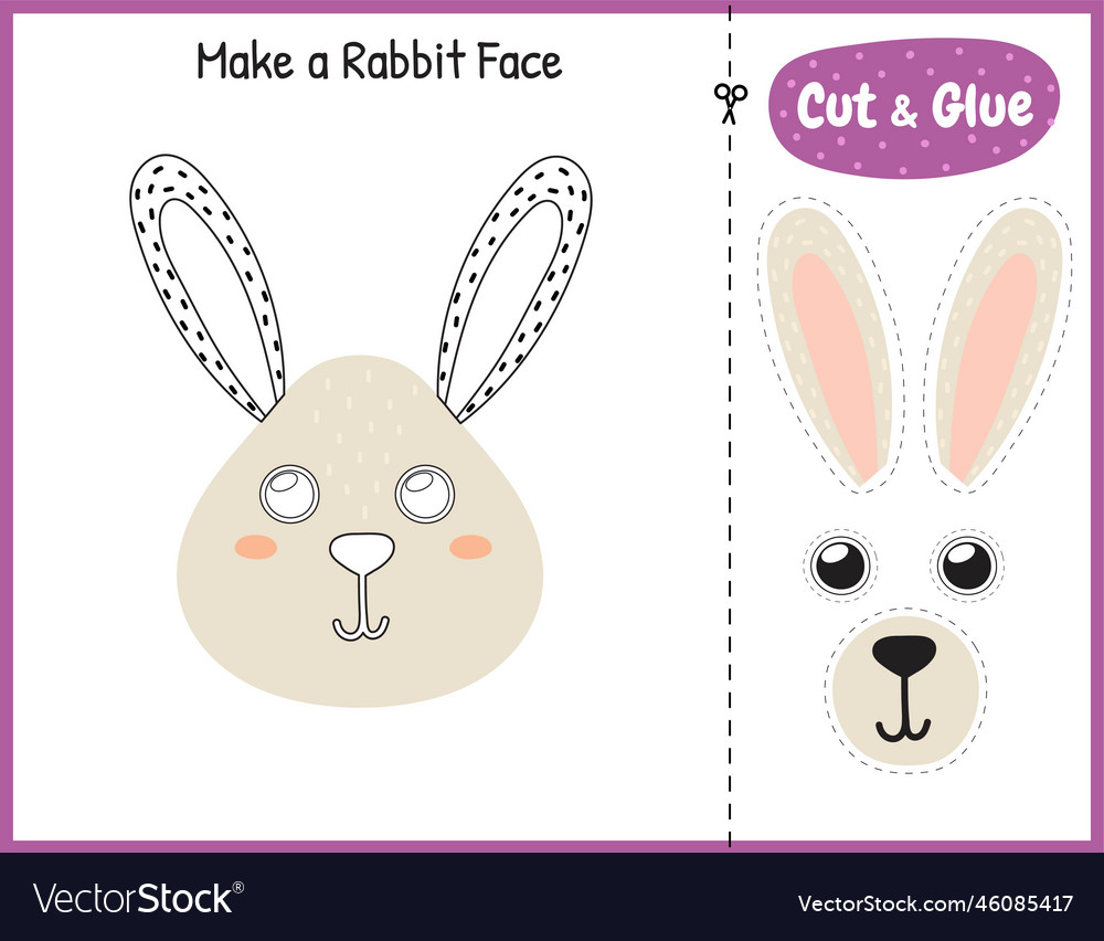 Make a rabbit face funny game for kids cut Vector Image