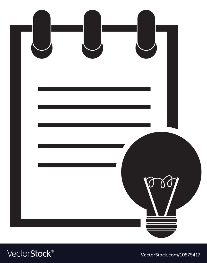 Notepad and regular lightbulb icon