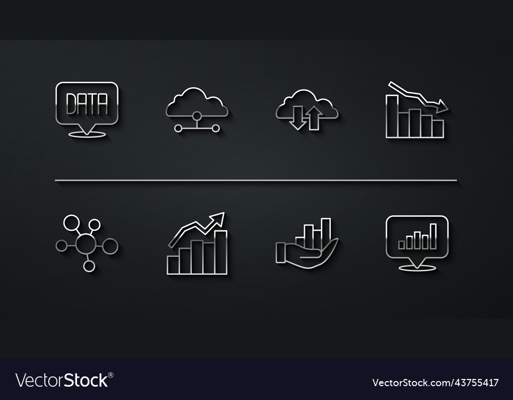 Set line data analysis mind map infographic vector image Set line data analysis mind map infographic