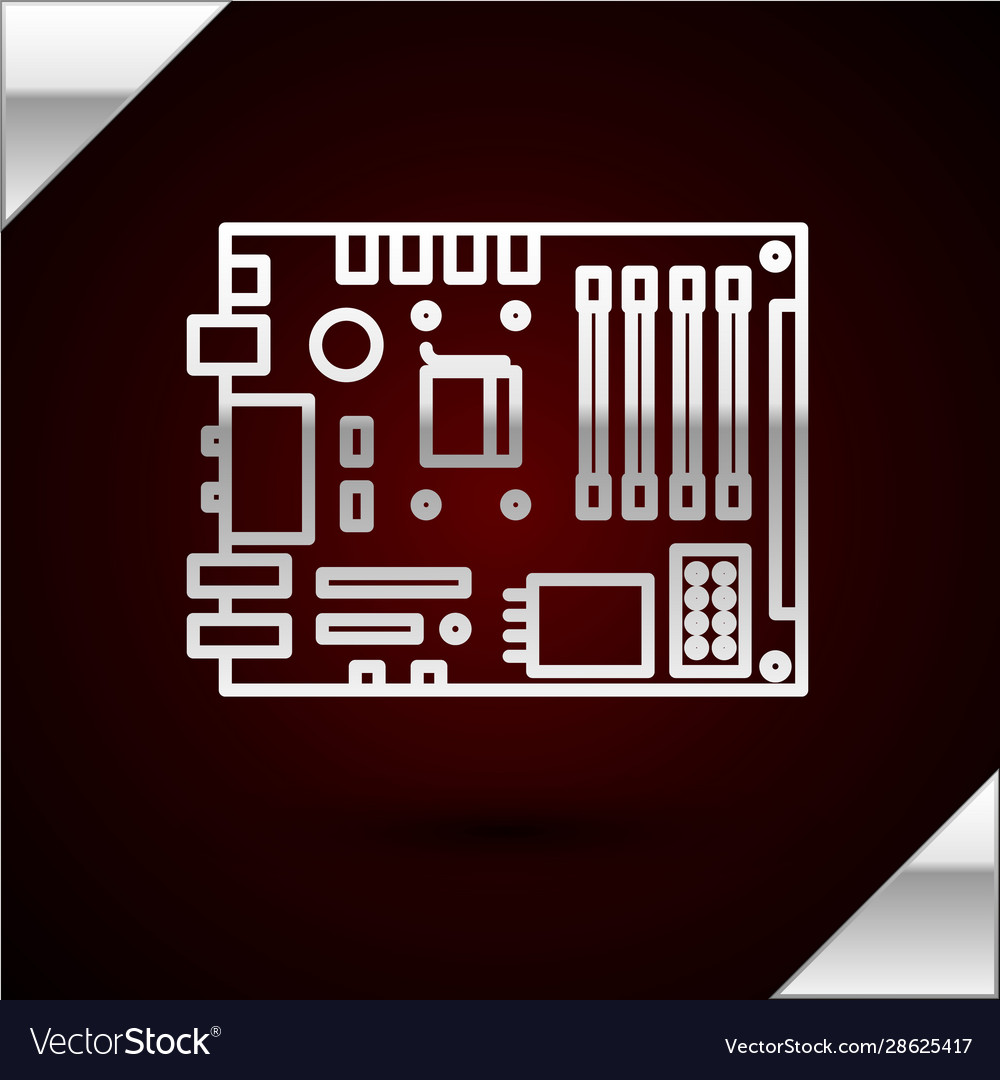 Silver line electronic computer components vector image Silver line electronic computer components