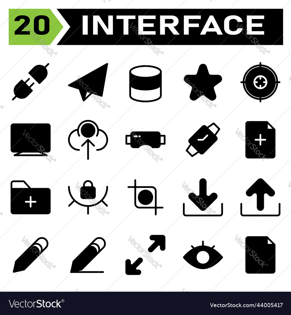 User interface icon set include plug cable