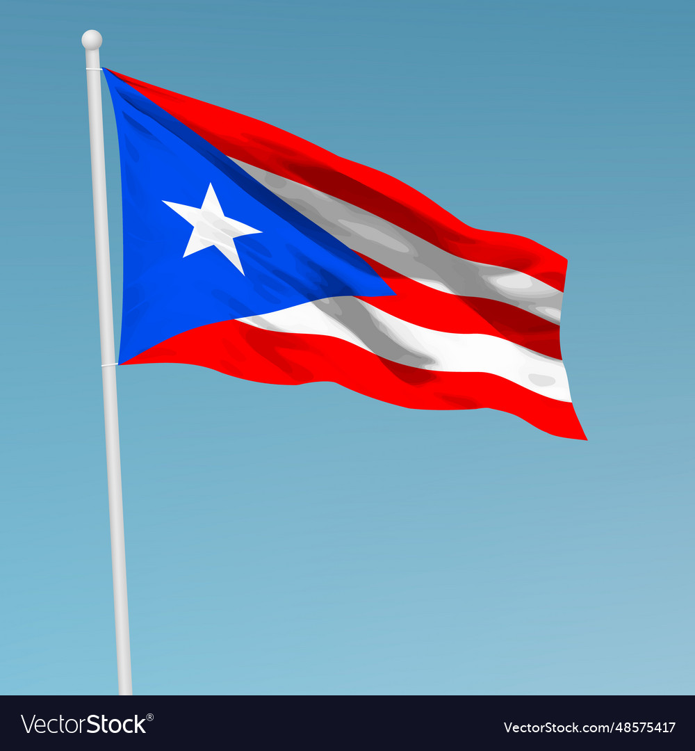 Waving Flag Of Puerto Rico On Flagpole Template Vector Image Waving Flag Of Puerto Rico On Flagpole Template Vector Image