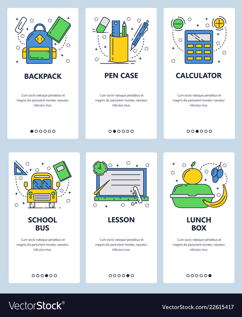Web site linear art onboarding screens vector image Web site linear art onboarding screens