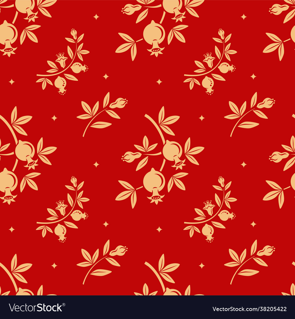 Chinese floral seamless pattern with garnet