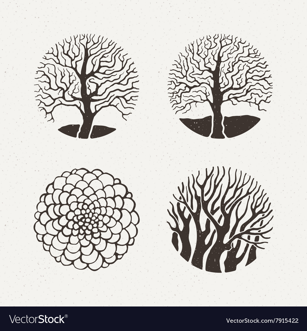 Circle trees set pattern Royalty Free Vector Image