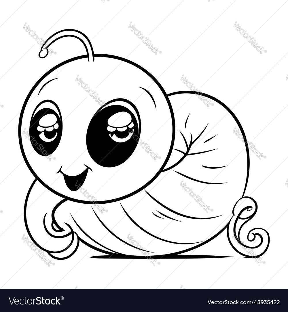 Cute cartoon snail black and white for coloring Vector Image