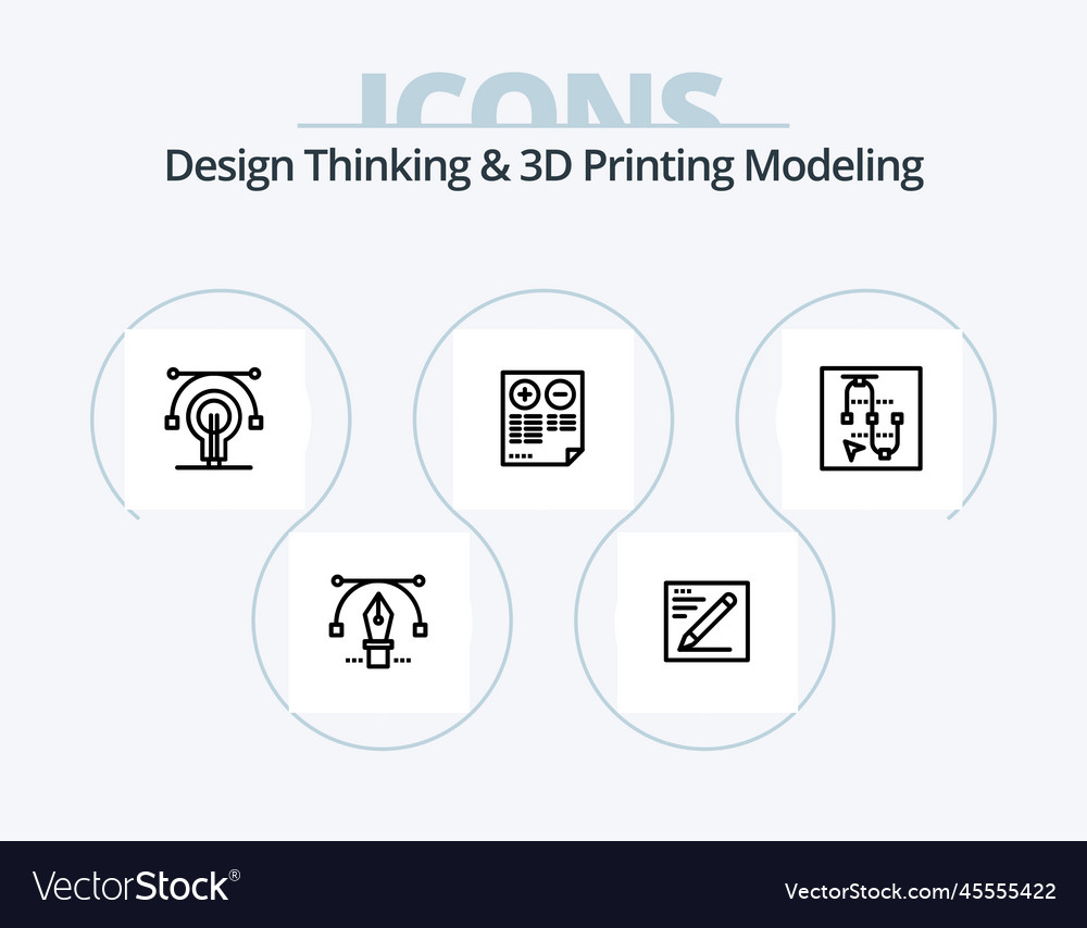 Design thinking and d printing modeling line icon