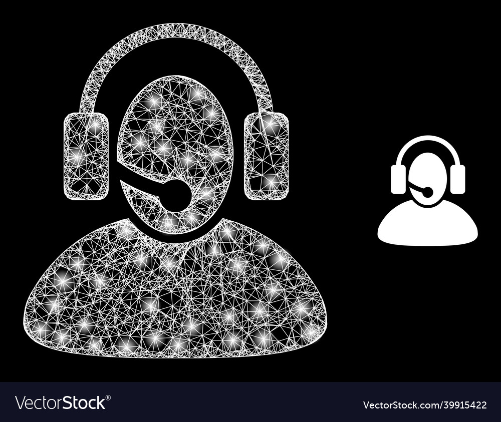 Flare network call center operator with color vector image Flare network call center operator with color