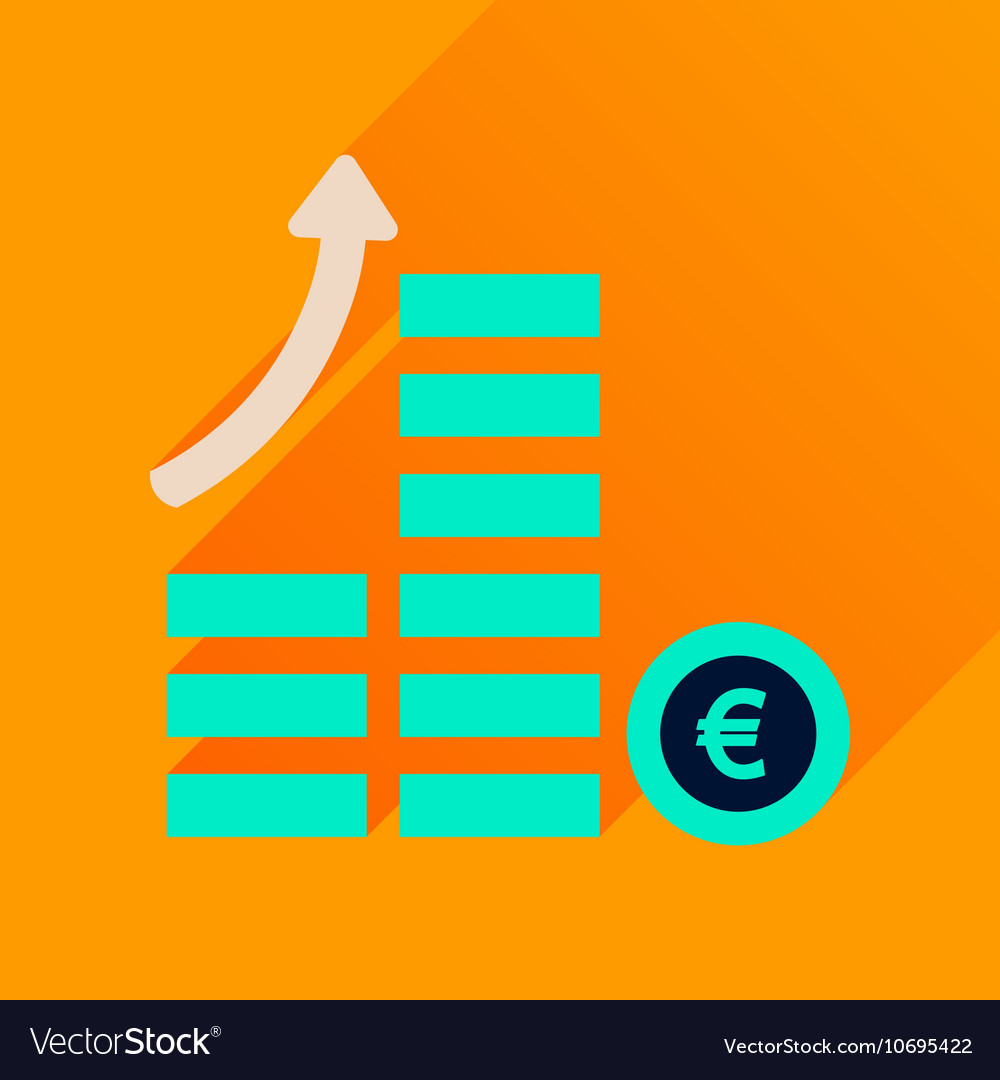Flat icon with long shadow coins graph