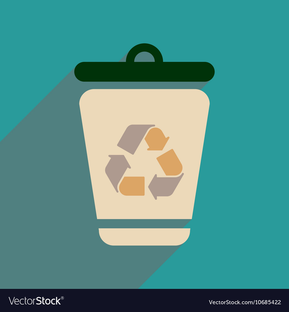 Flat web icon with long shadow trash box