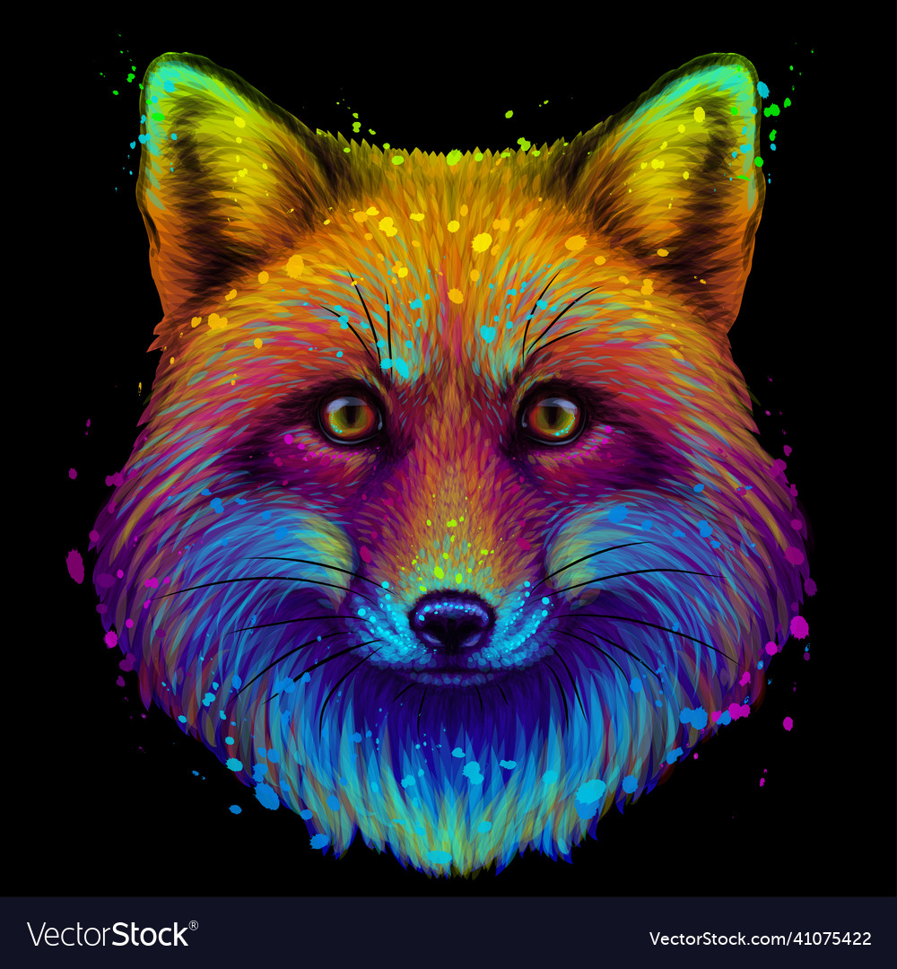 Fox abstract colorful neon portrait of a Vector Image