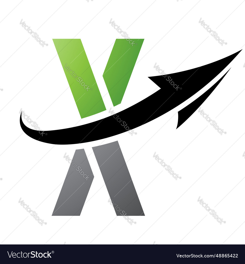 Green and black futuristic letter x icon