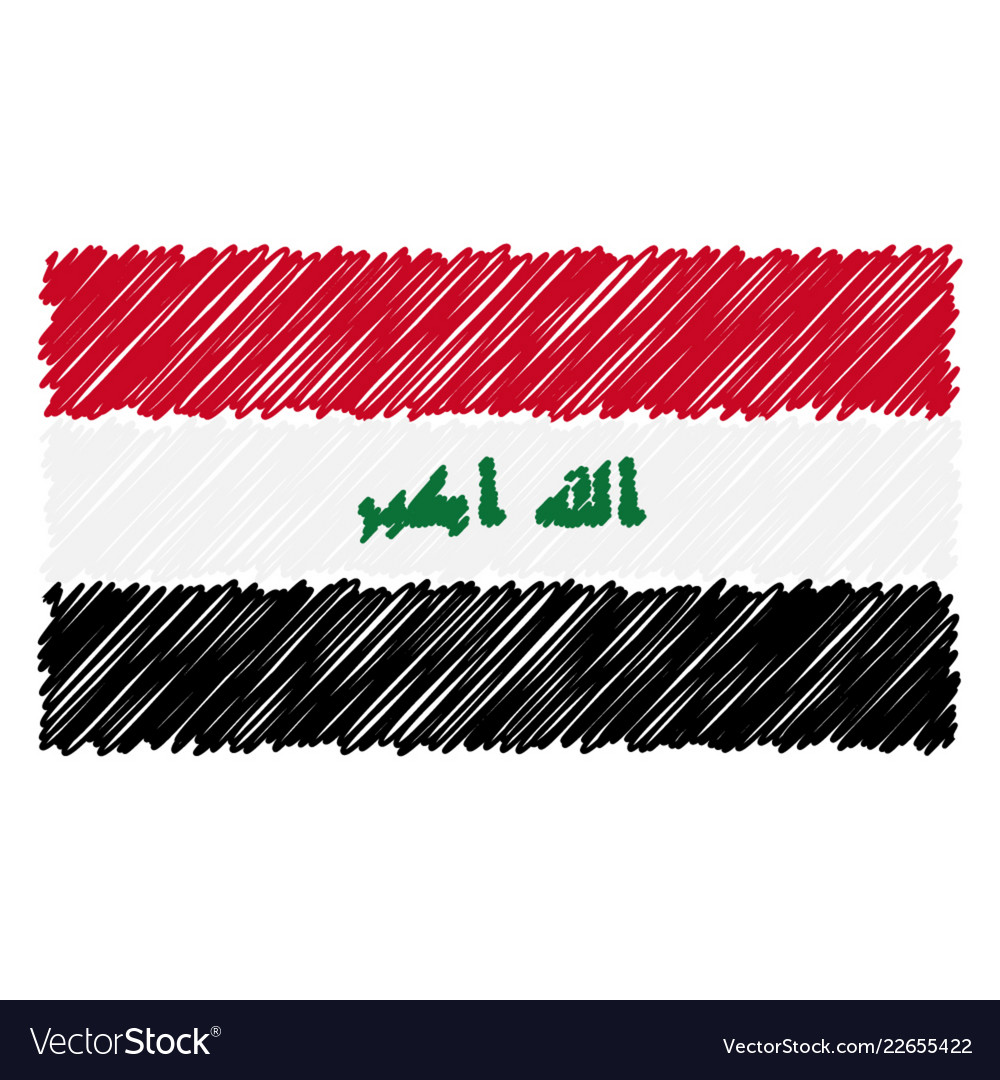 Hand drawn national flag of iraq isolated