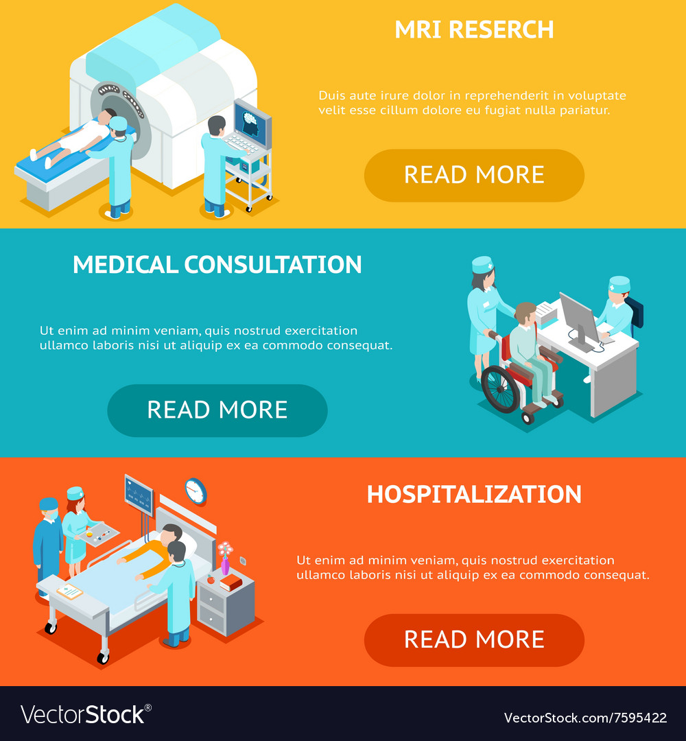 Healthcare flat 3d isometric banners mri medical Vector Image