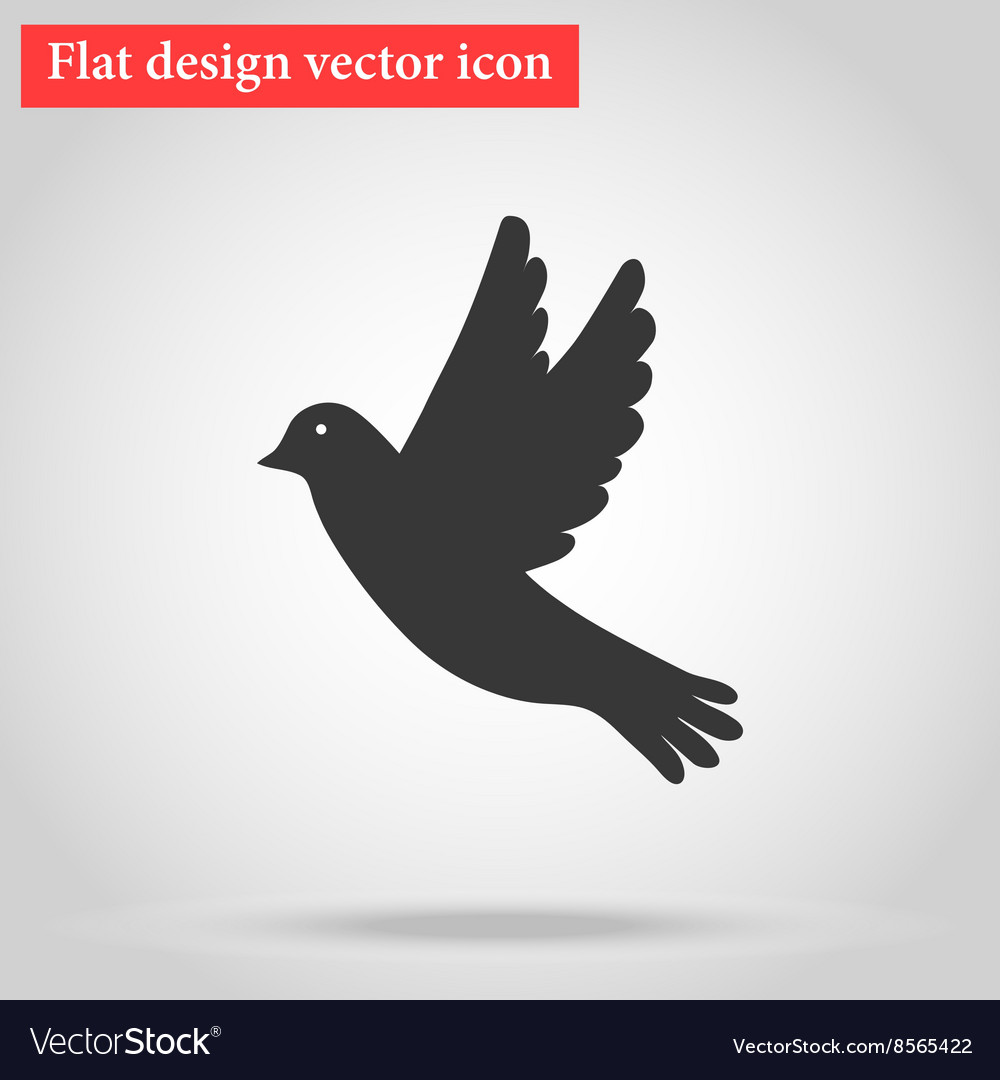 Icon gray bird flying flat design with shadow Vector Image