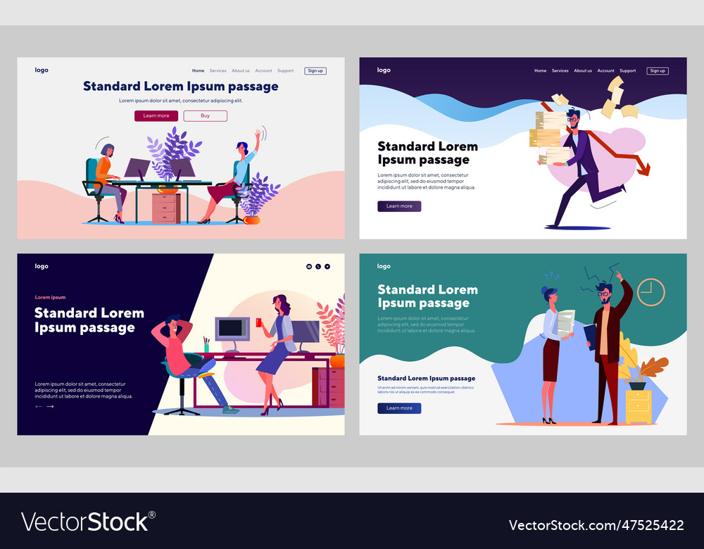 Lazy office workers set vector image Lazy office workers set