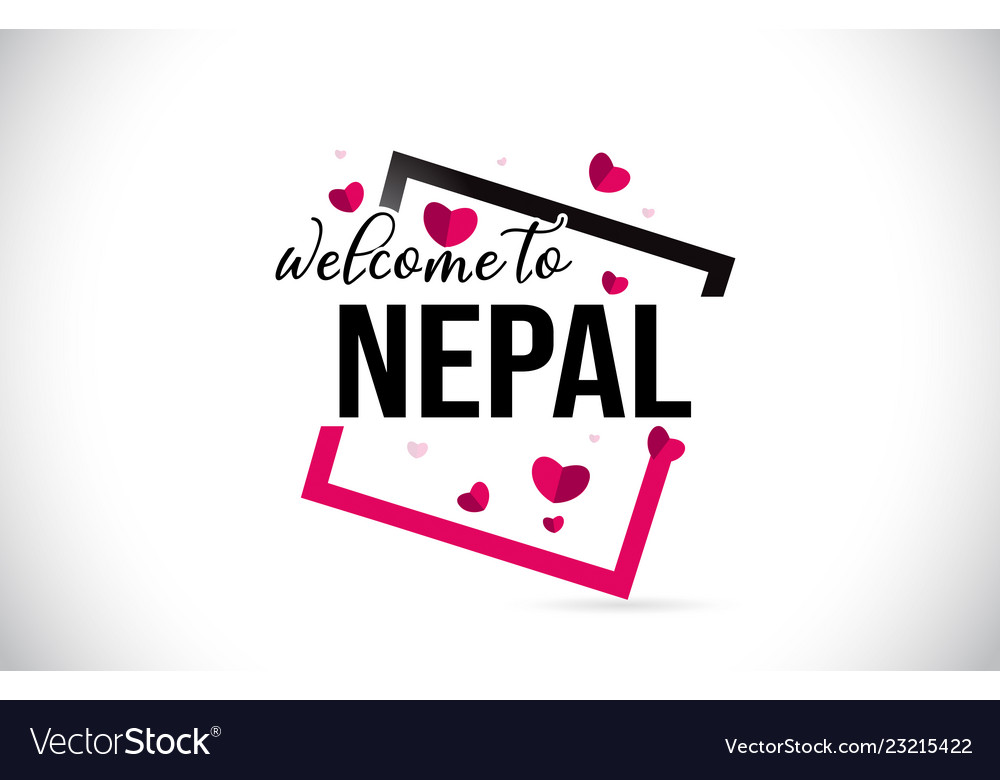 Nepal welcome to word text with handwritten font Vector Image