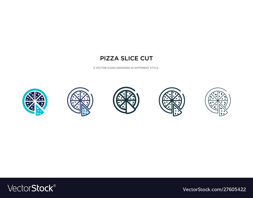 Pizza slice cut icon in different style two vector image Pizza slice cut icon in different style two