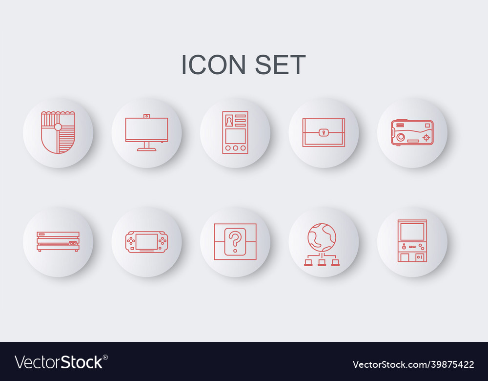 Set line retro arcade game machine video console vector image Set line retro arcade game machine video console