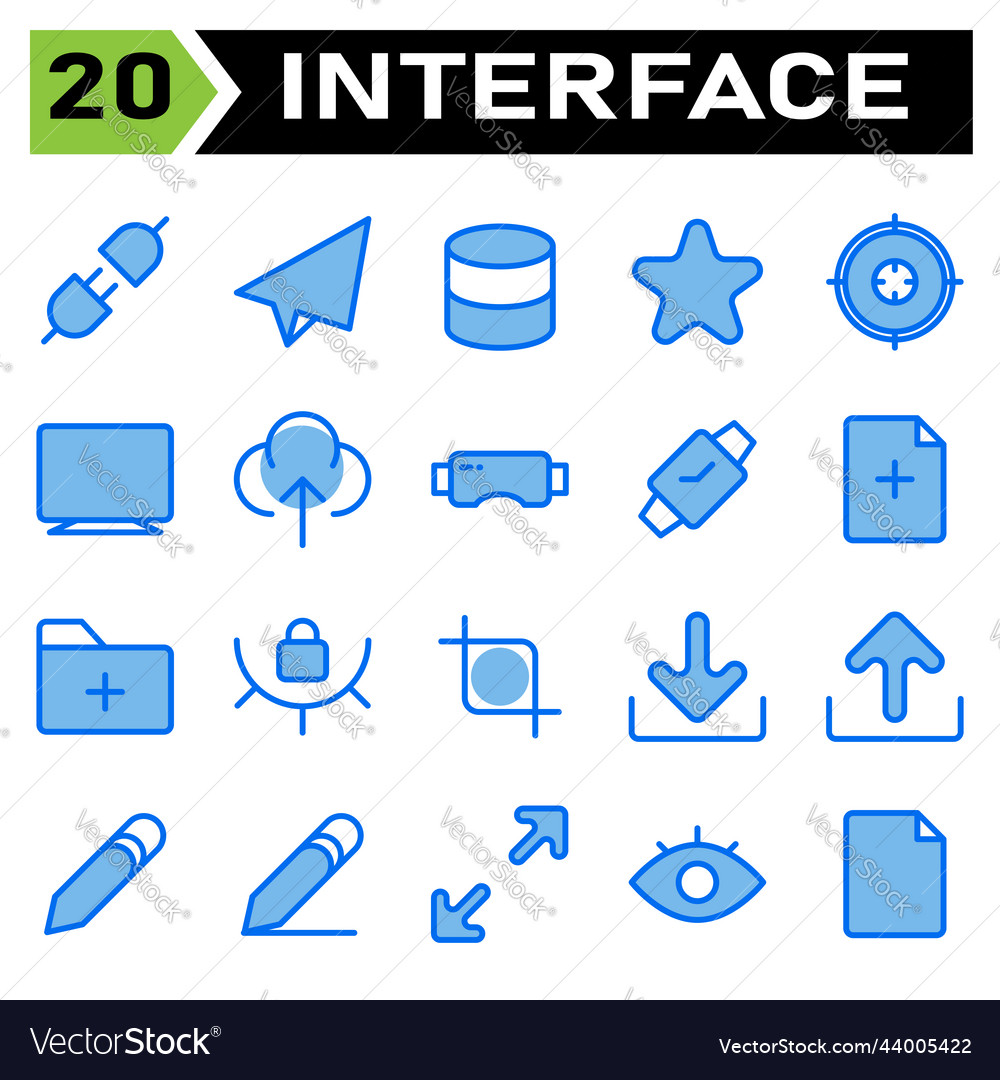 User interface icon set include plug cable