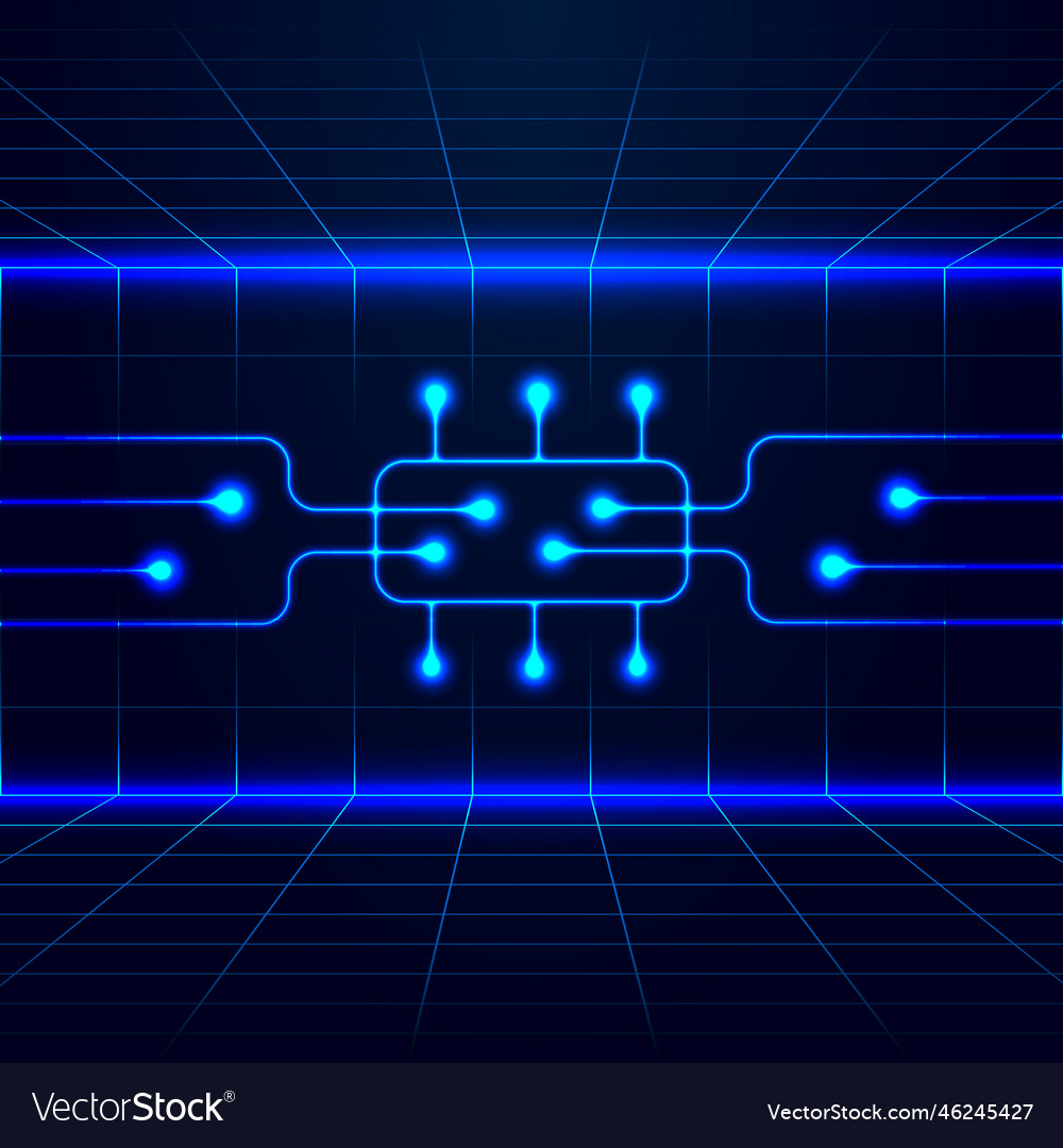 Abstract shiny line art microcircuit