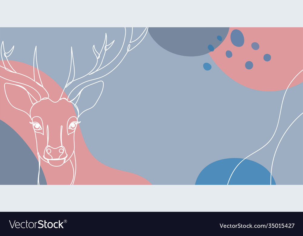 Christmas deer in a hand drawn linear style