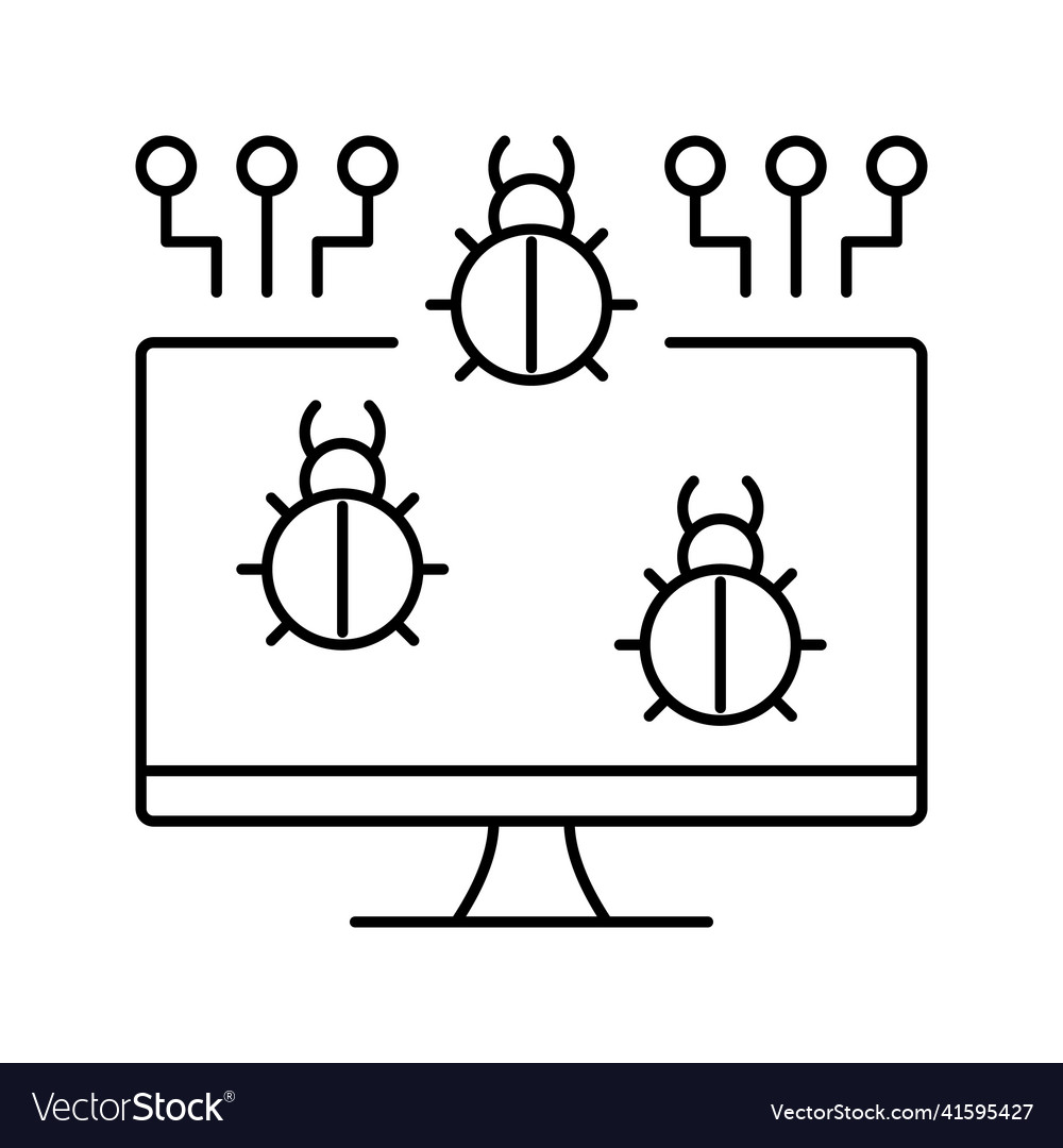 Computer virus line icon vector image Computer virus line icon