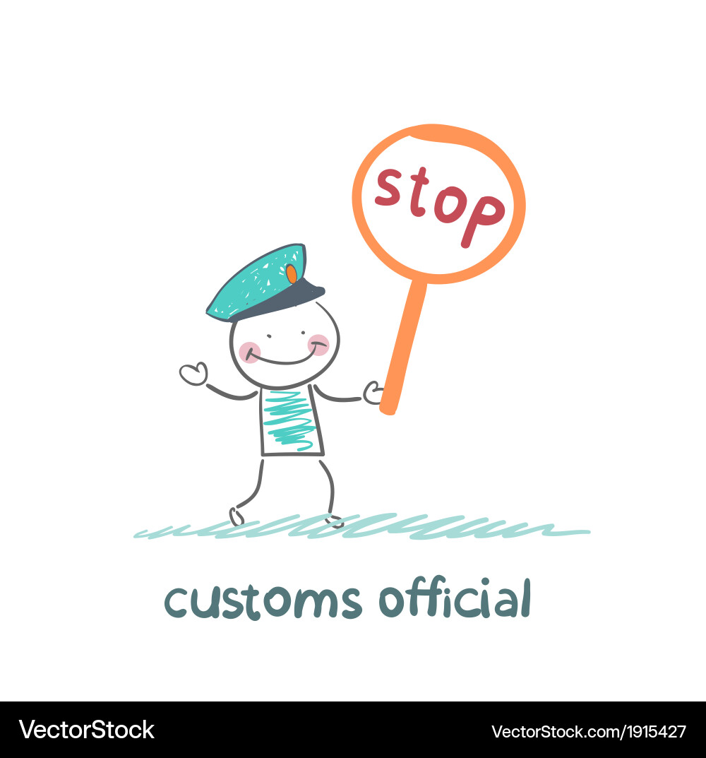 Customs officer holding a stop sign Royalty Free Vector
