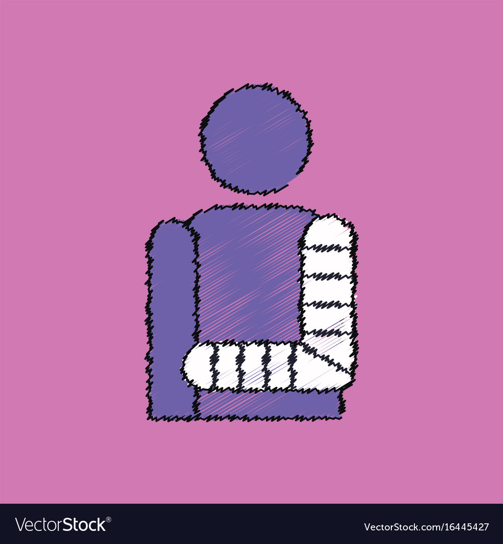 Flat shading style icon man with broken arm