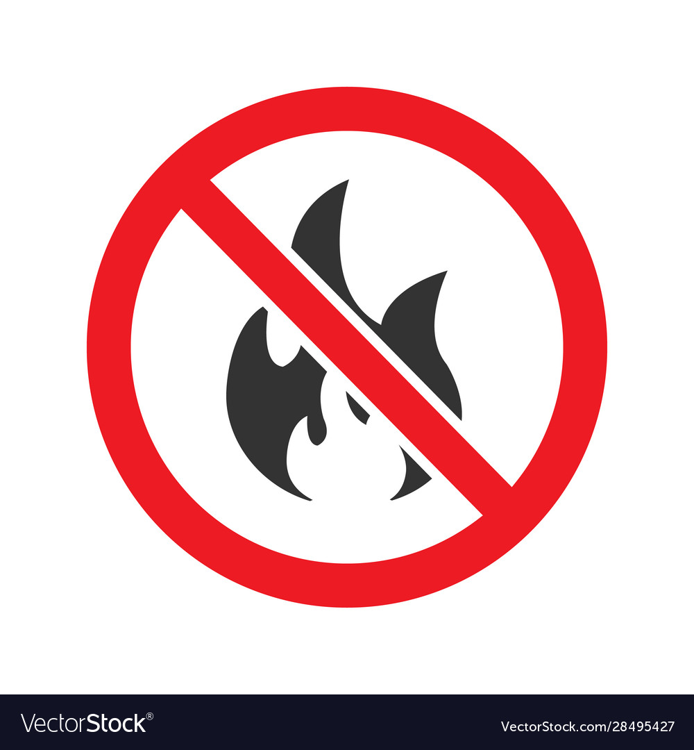 Forbidden sign with fire glyph icon Royalty Free Vector