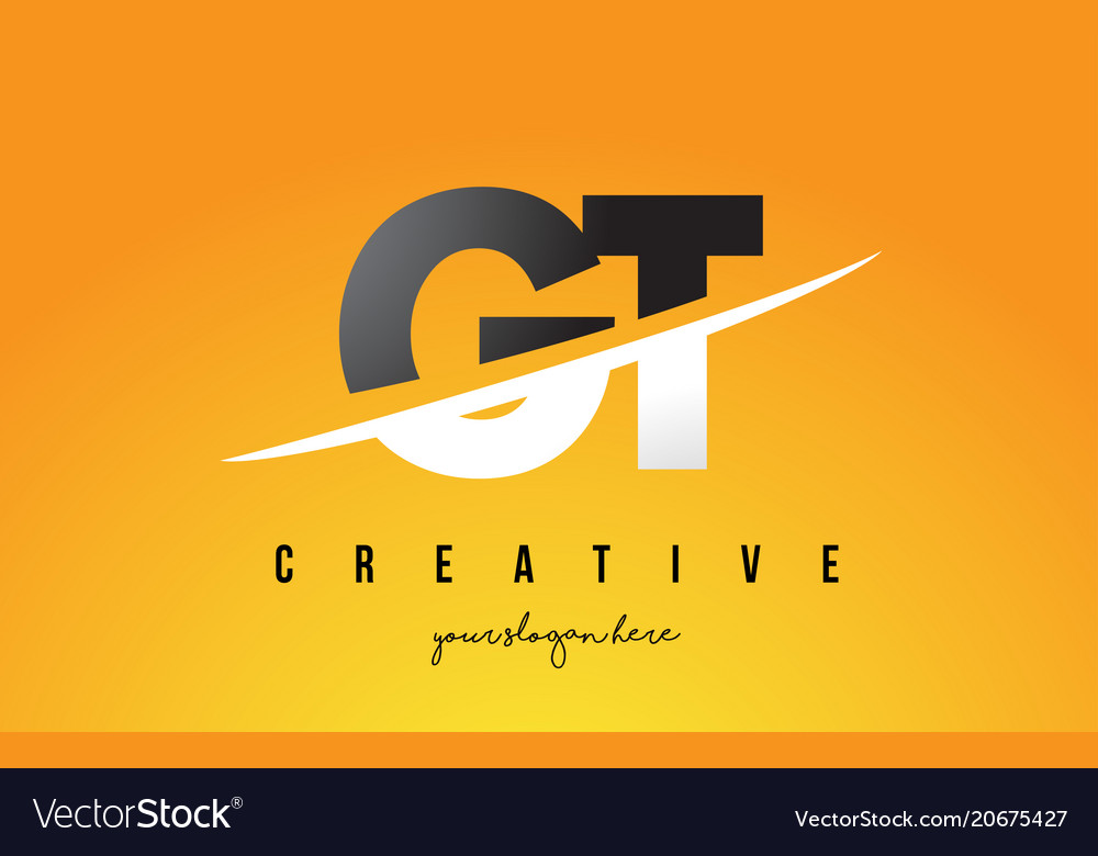 Gt g t Buchstaben modernes Logo-Design mit gelb