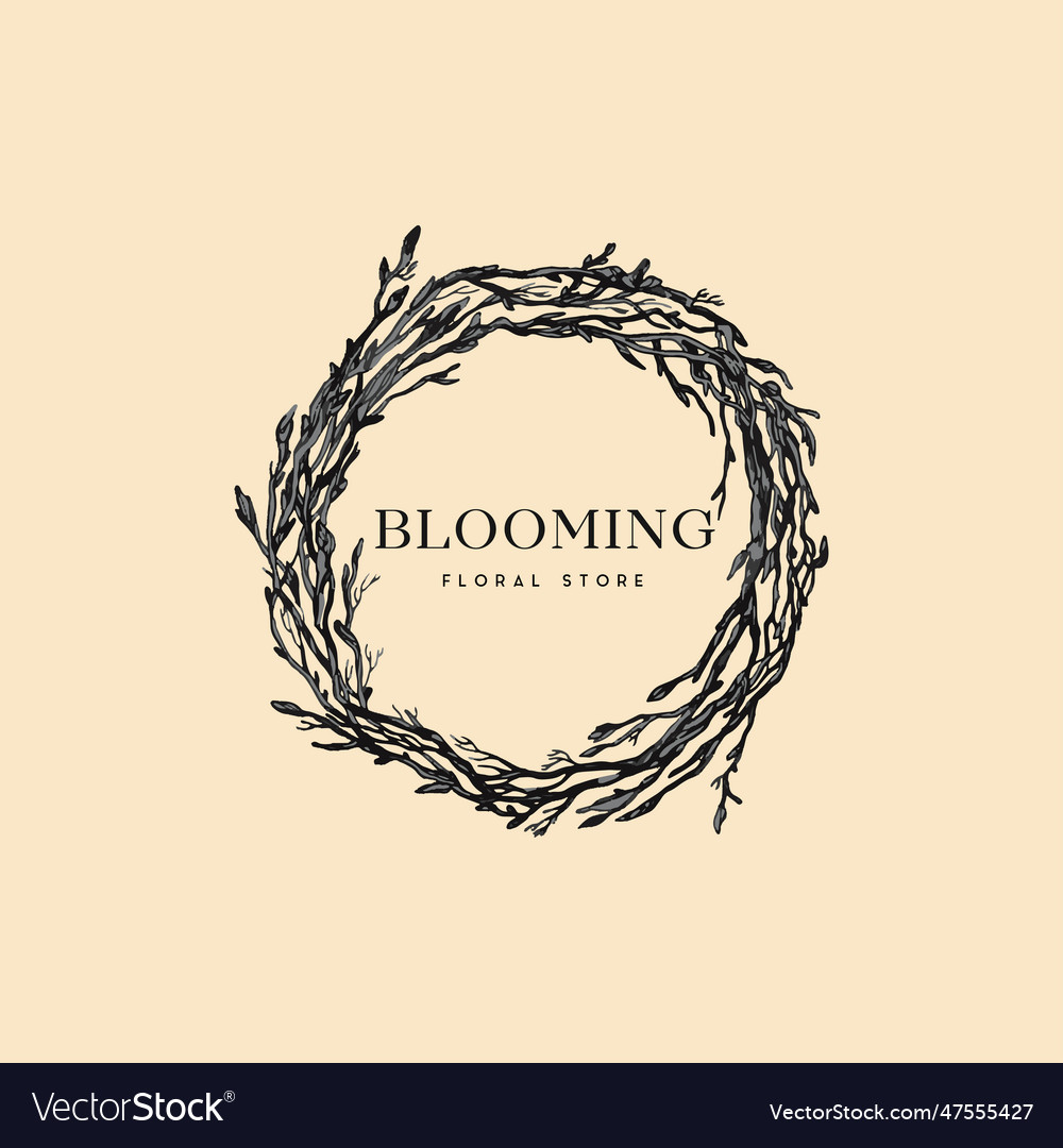 Hand drawn logo design floral