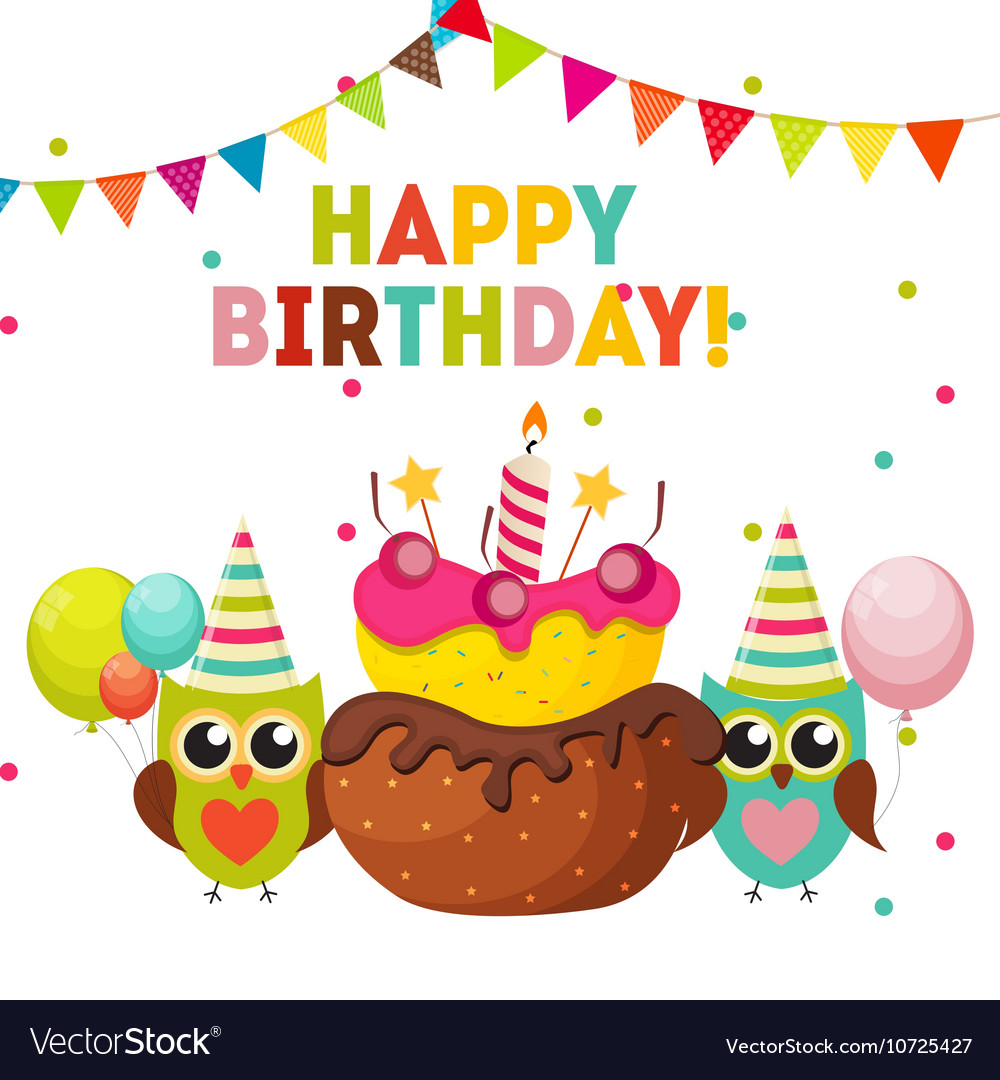 Happy Birthday Owl with Balloons